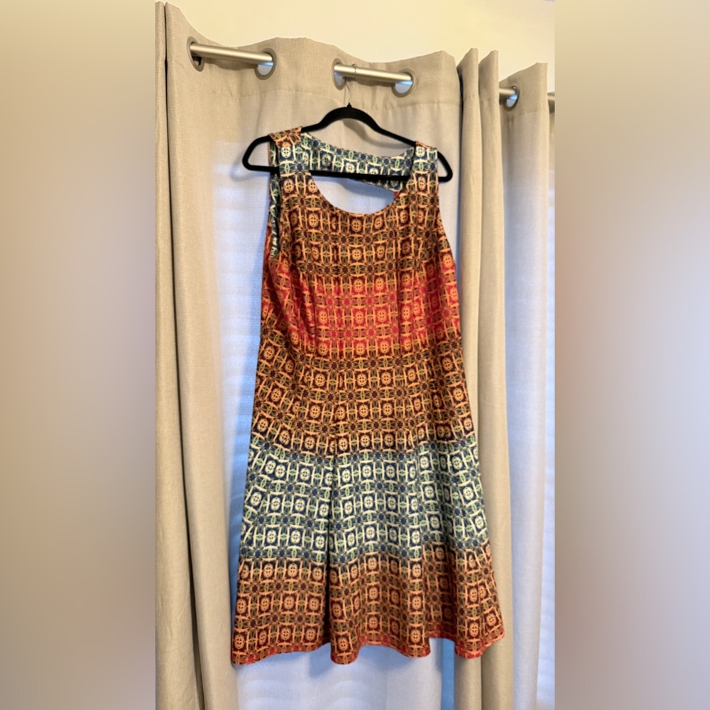 Julian Taylor Red and Blue Geometric Mini Dress